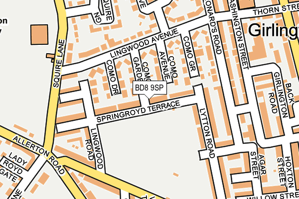 BD8 9SP map - OS OpenMap – Local (Ordnance Survey)