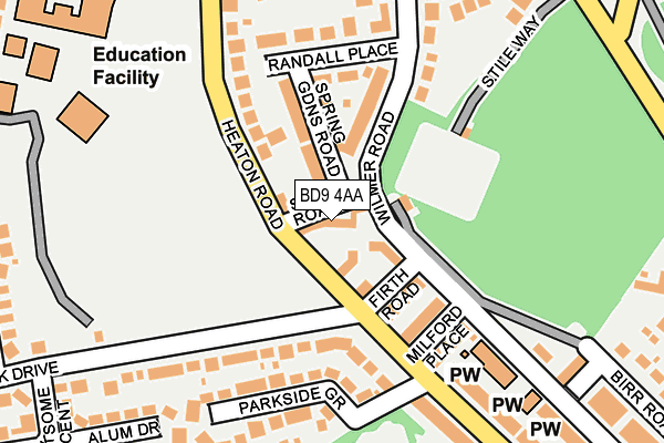 BD9 4AA map - OS OpenMap – Local (Ordnance Survey)