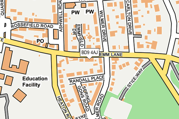 BD9 4AJ map - OS OpenMap – Local (Ordnance Survey)