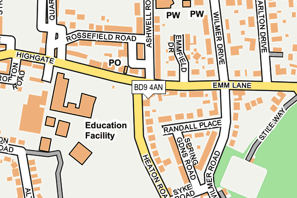BD9 4AN map - OS OpenMap – Local (Ordnance Survey)