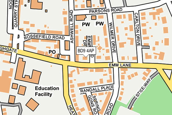 BD9 4AP map - OS OpenMap – Local (Ordnance Survey)