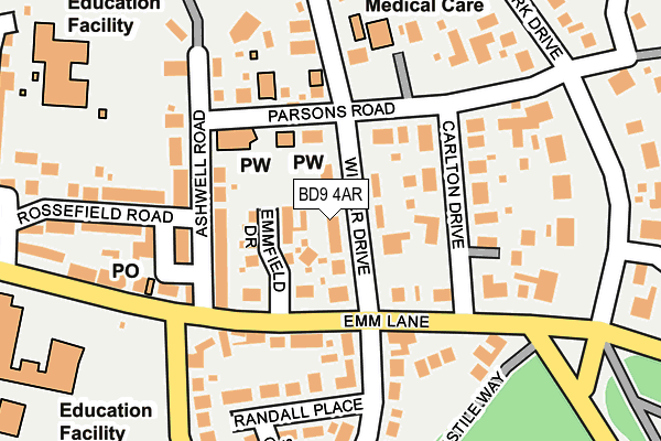 BD9 4AR map - OS OpenMap – Local (Ordnance Survey)