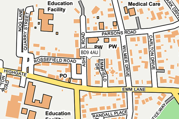 BD9 4AU map - OS OpenMap – Local (Ordnance Survey)