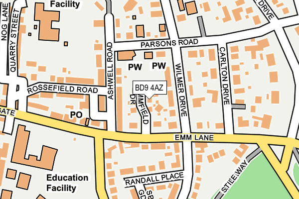 BD9 4AZ map - OS OpenMap – Local (Ordnance Survey)