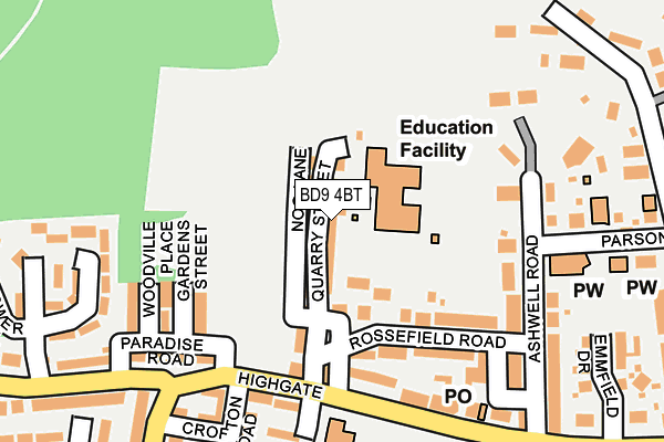 BD9 4BT map - OS OpenMap – Local (Ordnance Survey)