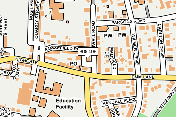 BD9 4DE map - OS OpenMap – Local (Ordnance Survey)