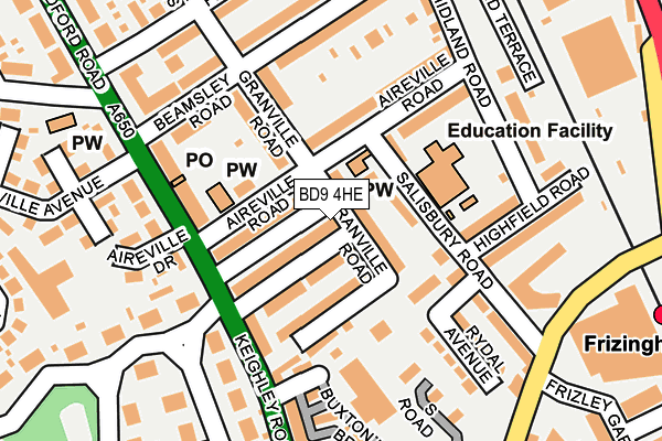 BD9 4HE map - OS OpenMap – Local (Ordnance Survey)