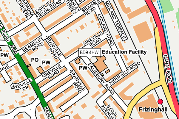 BD9 4HW map - OS OpenMap – Local (Ordnance Survey)