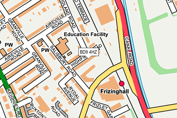 BD9 4HZ map - OS OpenMap – Local (Ordnance Survey)