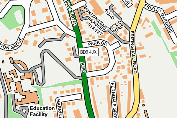 BD9 4JX map - OS OpenMap – Local (Ordnance Survey)