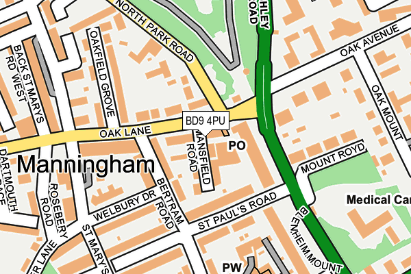 BD9 4PU map - OS OpenMap – Local (Ordnance Survey)