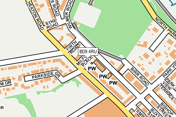 BD9 4RU map - OS OpenMap – Local (Ordnance Survey)