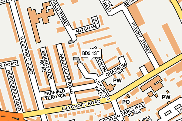 BD9 4ST map - OS OpenMap – Local (Ordnance Survey)