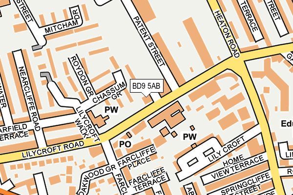 BD9 5AB map - OS OpenMap – Local (Ordnance Survey)