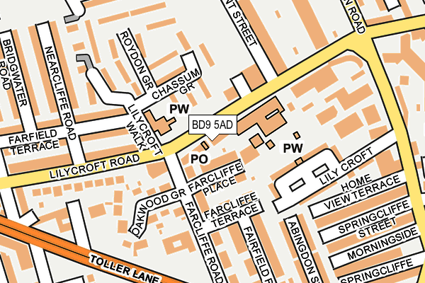 BD9 5AD map - OS OpenMap – Local (Ordnance Survey)