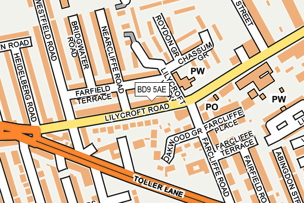 BD9 5AE map - OS OpenMap – Local (Ordnance Survey)