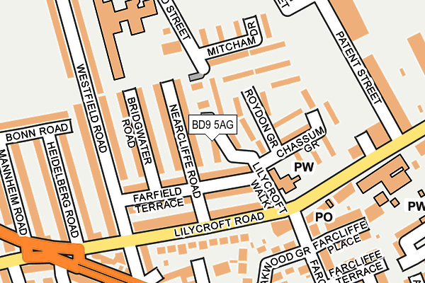 BD9 5AG map - OS OpenMap – Local (Ordnance Survey)