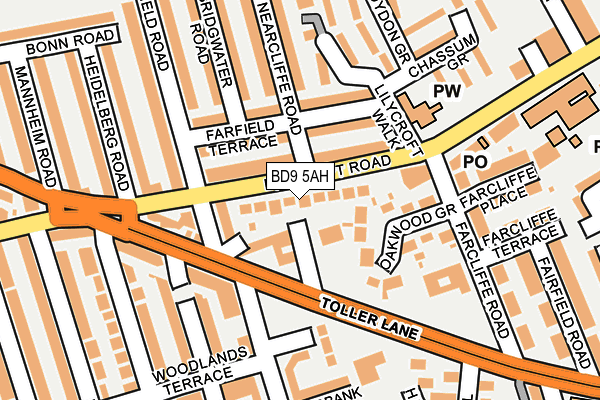 BD9 5AH map - OS OpenMap – Local (Ordnance Survey)