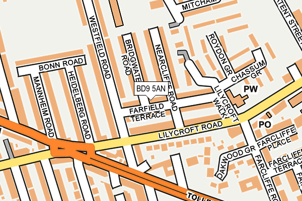 BD9 5AN map - OS OpenMap – Local (Ordnance Survey)