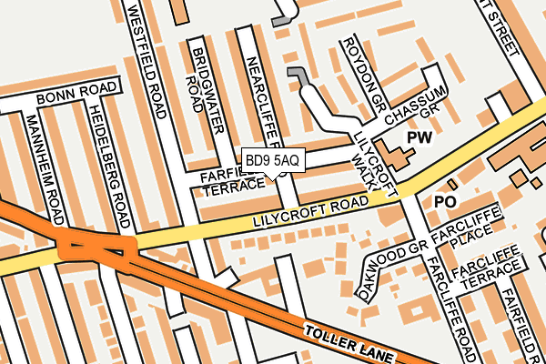 BD9 5AQ map - OS OpenMap – Local (Ordnance Survey)