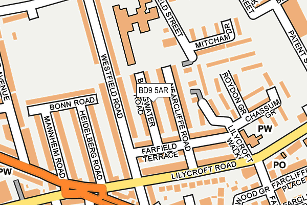 BD9 5AR map - OS OpenMap – Local (Ordnance Survey)