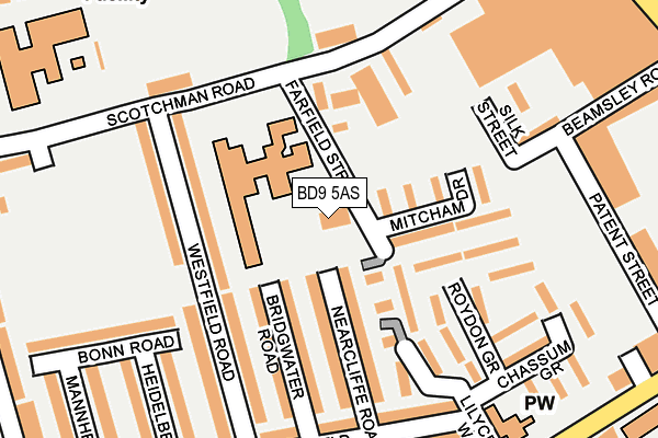 BD9 5AS map - OS OpenMap – Local (Ordnance Survey)