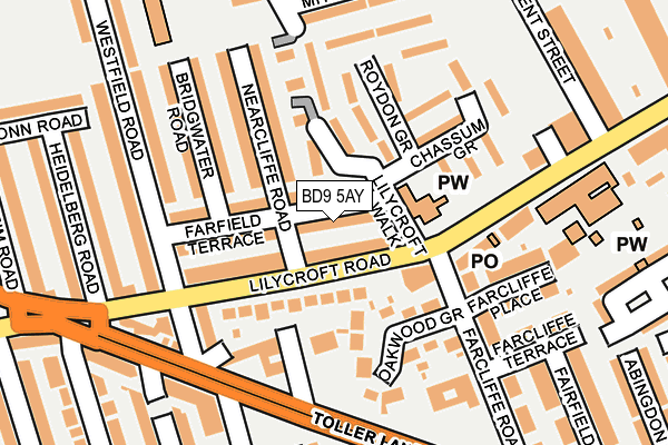 BD9 5AY map - OS OpenMap – Local (Ordnance Survey)