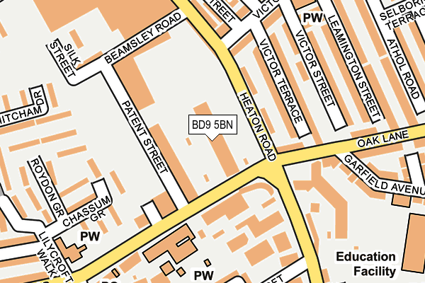 BD9 5BN map - OS OpenMap – Local (Ordnance Survey)
