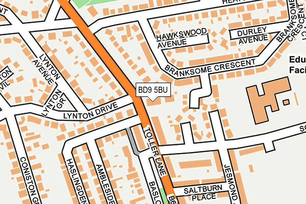 BD9 5BU map - OS OpenMap – Local (Ordnance Survey)