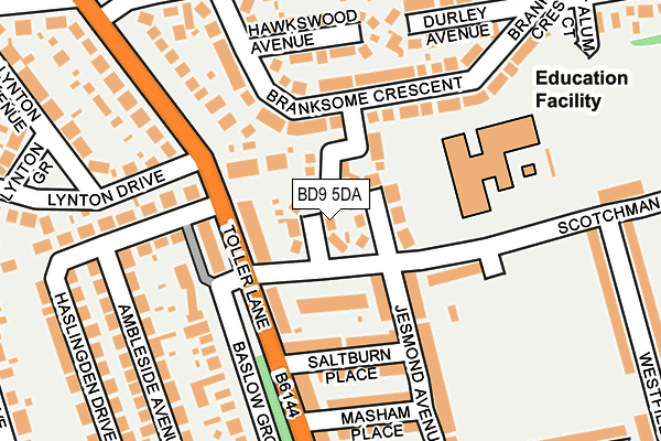 BD9 5DA map - OS OpenMap – Local (Ordnance Survey)