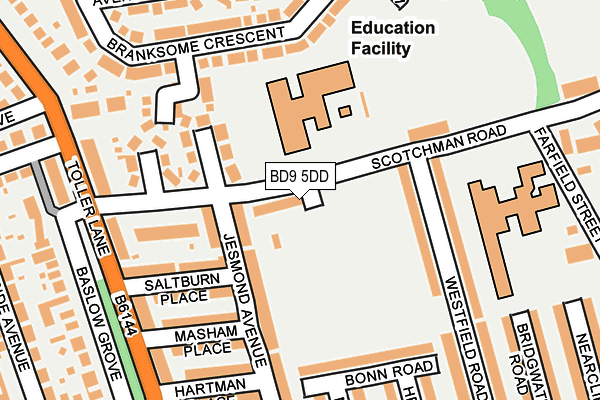 BD9 5DD map - OS OpenMap – Local (Ordnance Survey)