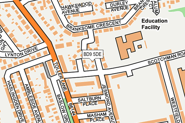 BD9 5DE map - OS OpenMap – Local (Ordnance Survey)