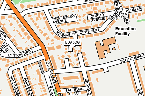 BD9 5DG map - OS OpenMap – Local (Ordnance Survey)