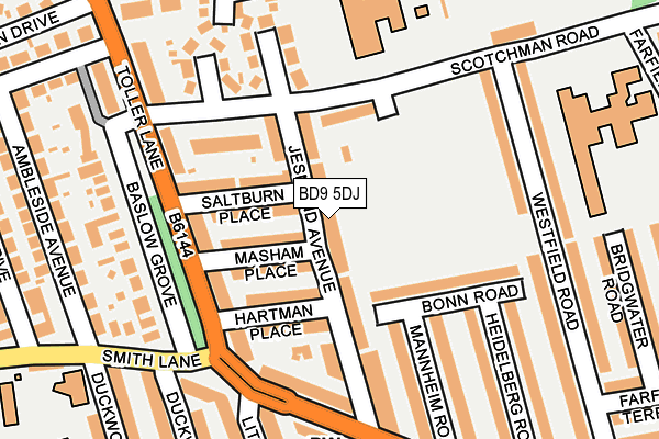 BD9 5DJ map - OS OpenMap – Local (Ordnance Survey)