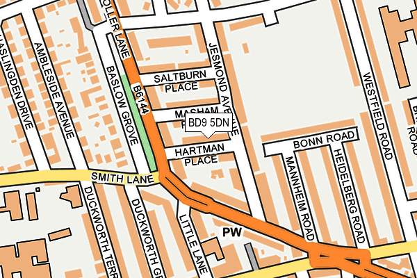 BD9 5DN map - OS OpenMap – Local (Ordnance Survey)