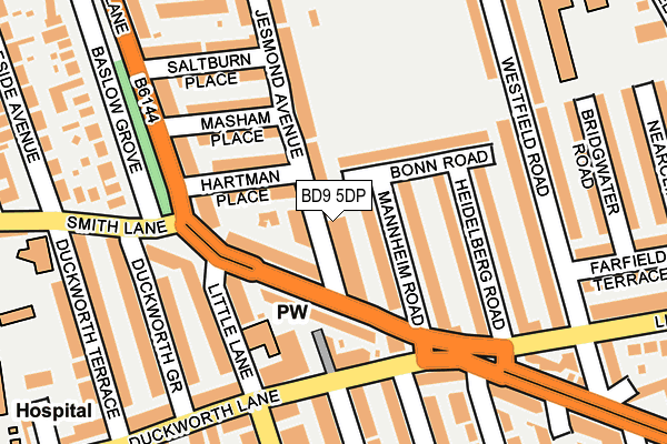 BD9 5DP map - OS OpenMap – Local (Ordnance Survey)