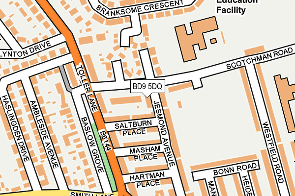 BD9 5DQ map - OS OpenMap – Local (Ordnance Survey)