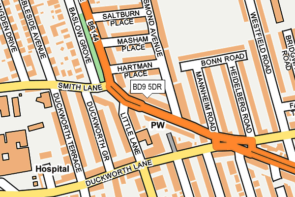 BD9 5DR map - OS OpenMap – Local (Ordnance Survey)