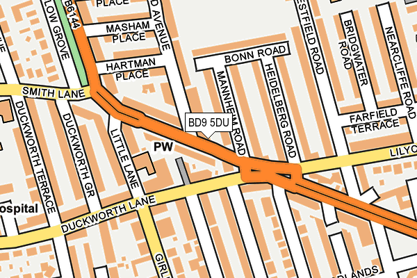 BD9 5DU map - OS OpenMap – Local (Ordnance Survey)