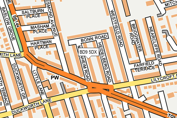 BD9 5DX map - OS OpenMap – Local (Ordnance Survey)