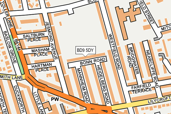 BD9 5DY map - OS OpenMap – Local (Ordnance Survey)