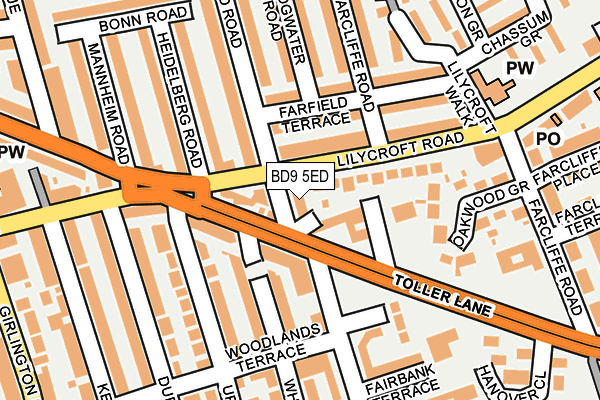 BD9 5ED map - OS OpenMap – Local (Ordnance Survey)