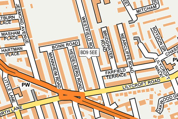 BD9 5EE map - OS OpenMap – Local (Ordnance Survey)