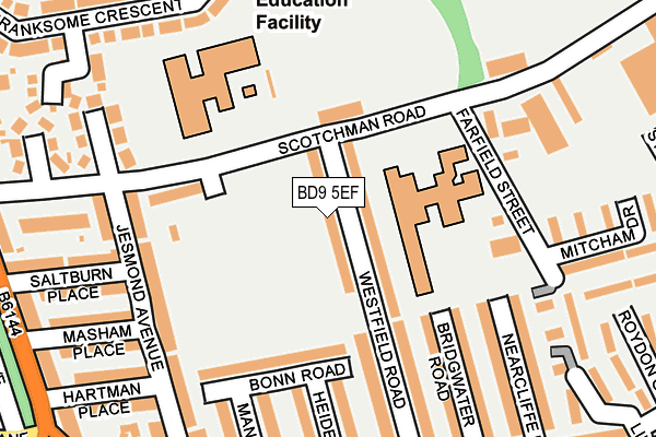 BD9 5EF map - OS OpenMap – Local (Ordnance Survey)