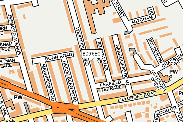 BD9 5EG map - OS OpenMap – Local (Ordnance Survey)