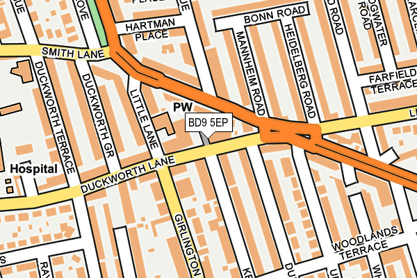 BD9 5EP map - OS OpenMap – Local (Ordnance Survey)