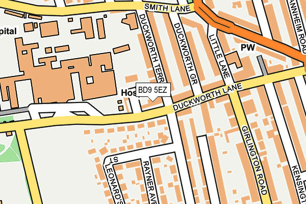 BD9 5EZ map - OS OpenMap – Local (Ordnance Survey)
