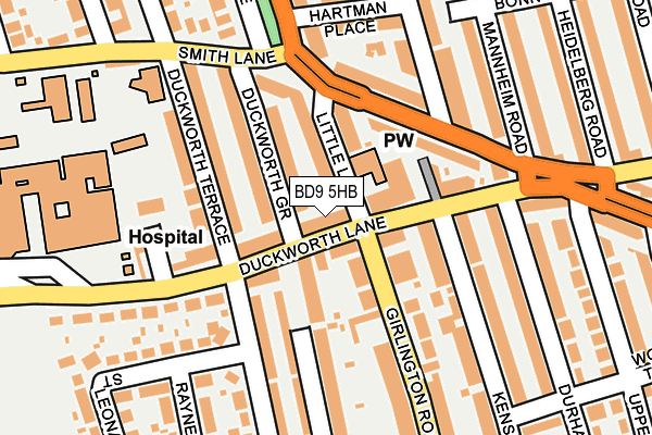 BD9 5HB map - OS OpenMap – Local (Ordnance Survey)