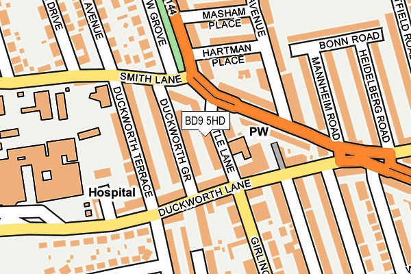 BD9 5HD map - OS OpenMap – Local (Ordnance Survey)