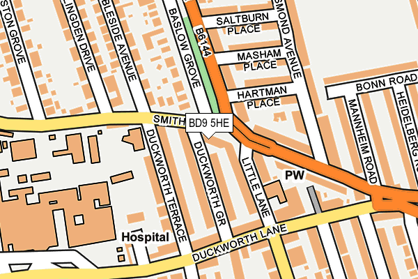 BD9 5HE map - OS OpenMap – Local (Ordnance Survey)